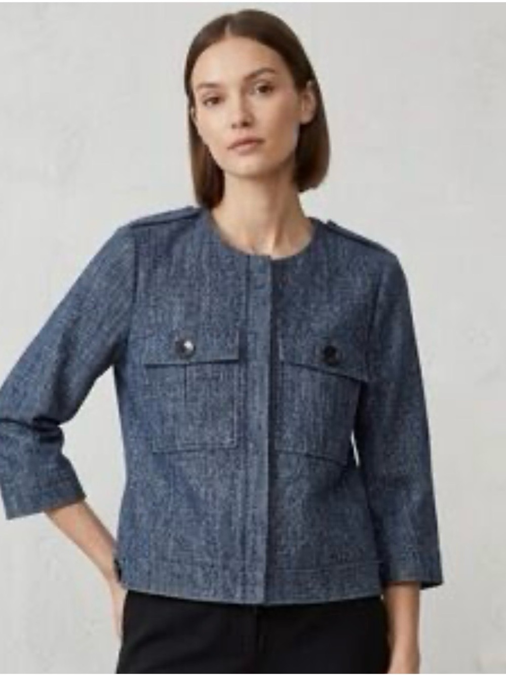 Cropped Denim Boxy Jean Jacket  sz 16 - Blue